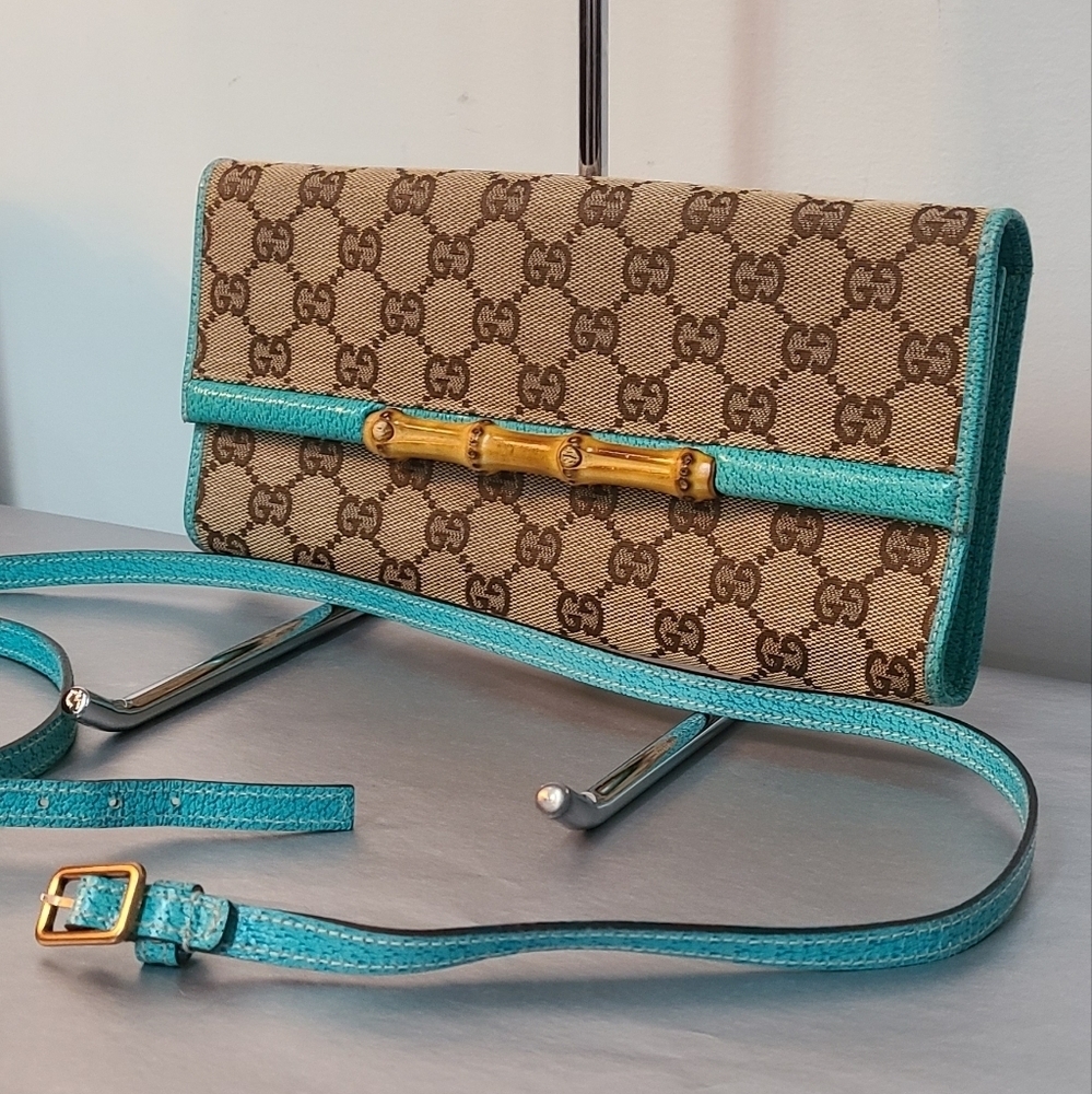 Gucci Monogram Bamboo Bar Clutch / Crossbody - Picture 12 of 15